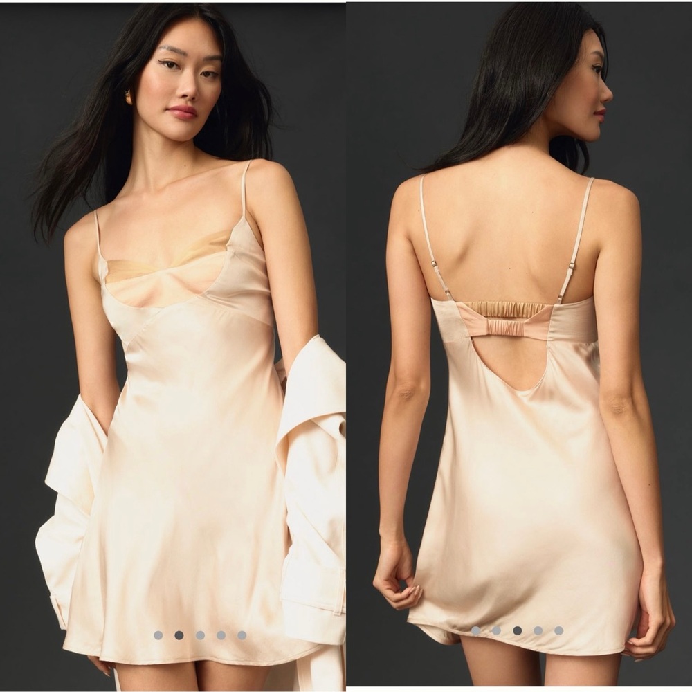 NWT Anthropologie Colorblock Satin Slip Dress, size S